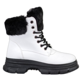 SHELOVET Travailleurs à lacets avec fourrure blanche SHELOVET Travailleurs à lacets avec fourrure blanche