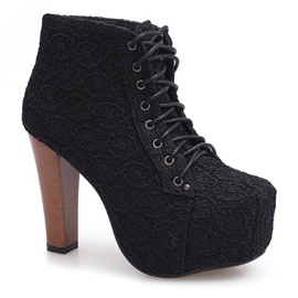 Bottines Lace Solid On Heel K764B Noir