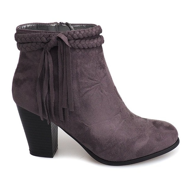 Bottines En Daim Sur Une Barre Franges B324 Gris