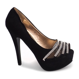 Escarpins en daim sur un talon haut MD7079-1 Noir le noir