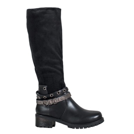 SHELOVET Bottes Avec Strass noir