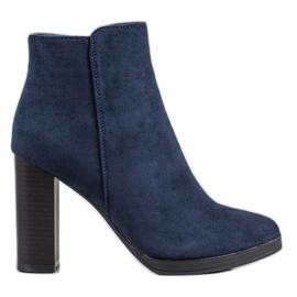 Ideal Shoes Bottines classiques à talons hauts bleu