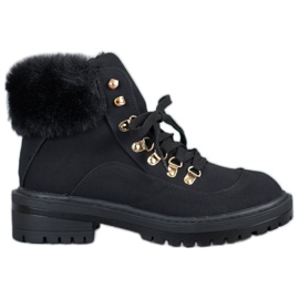Bottines textile avec fourrure VICES le noir