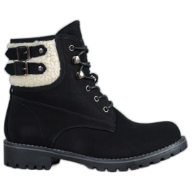 SDS Trappeurs textiles avec peau de mouton noir