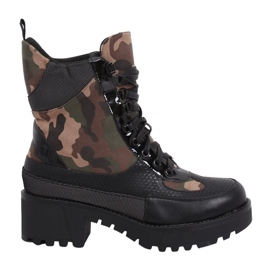 Chaussures à semelles hautes NS067 Camouflage le noir