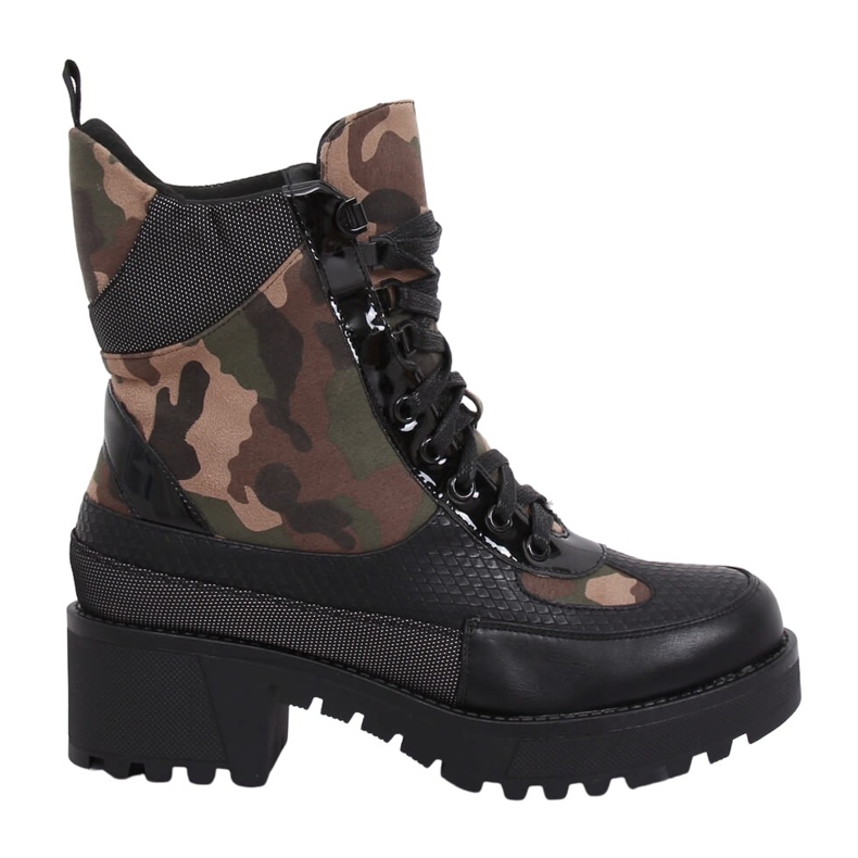 Chaussures à semelles hautes NS067 Camouflage le noir