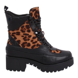 Chaussures à semelles hautes NS067 Léopard le noir