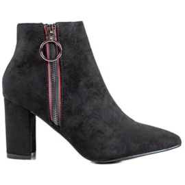 Small Swan Bottines en daim avec fermeture éclair le noir