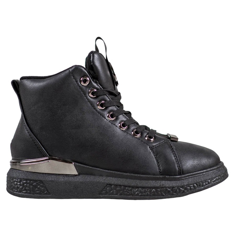 SHELOVET Bottines à lacets à paillettes le noir