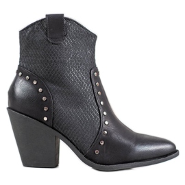 Small Swan Bottes de cowboy chaudes sur talons hauts le noir Small Swan Bottes de cowboy chaudes sur talons hauts le noir