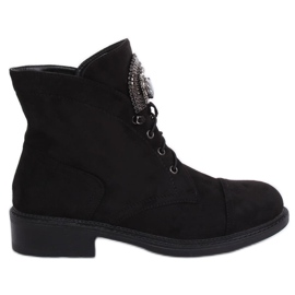 Bottines en daim noir E9315 Noir le noir