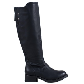 Super Me Bottes en cuir écologique noir