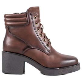 Super Mode Bottes confortables en éco-cuir brun