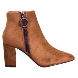 Small Swan Bottines en daim avec fermeture éclair brun