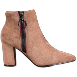 Small Swan Bottines en daim avec fermeture éclair beige