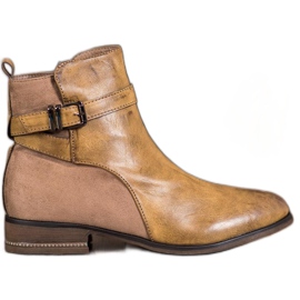 Super Mode Bottes Avec Cubic Zirconia brun