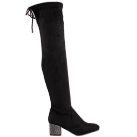 SDS Bottes à talon décoratif noir