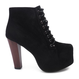 Bottes en daim solide à talon B753 noir le noir