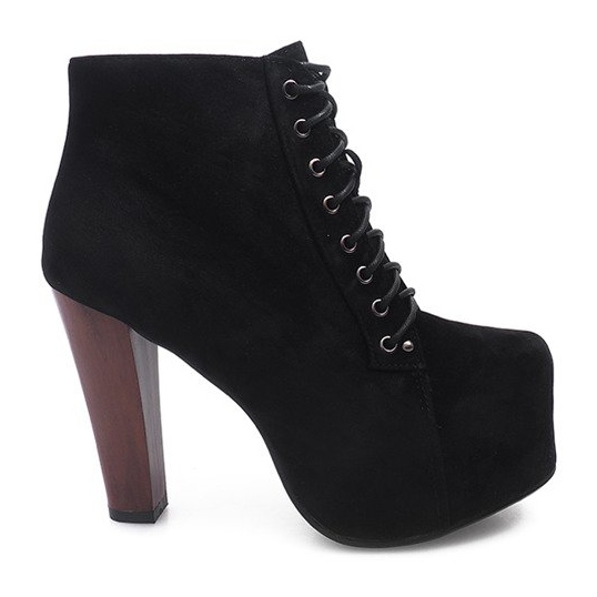 Bottes en daim solide à talon B753 noir le noir