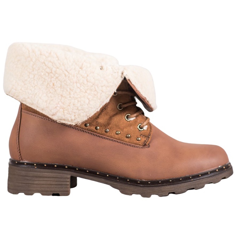 SHELOVET Bottes Marron Avec Peau De Mouton brun