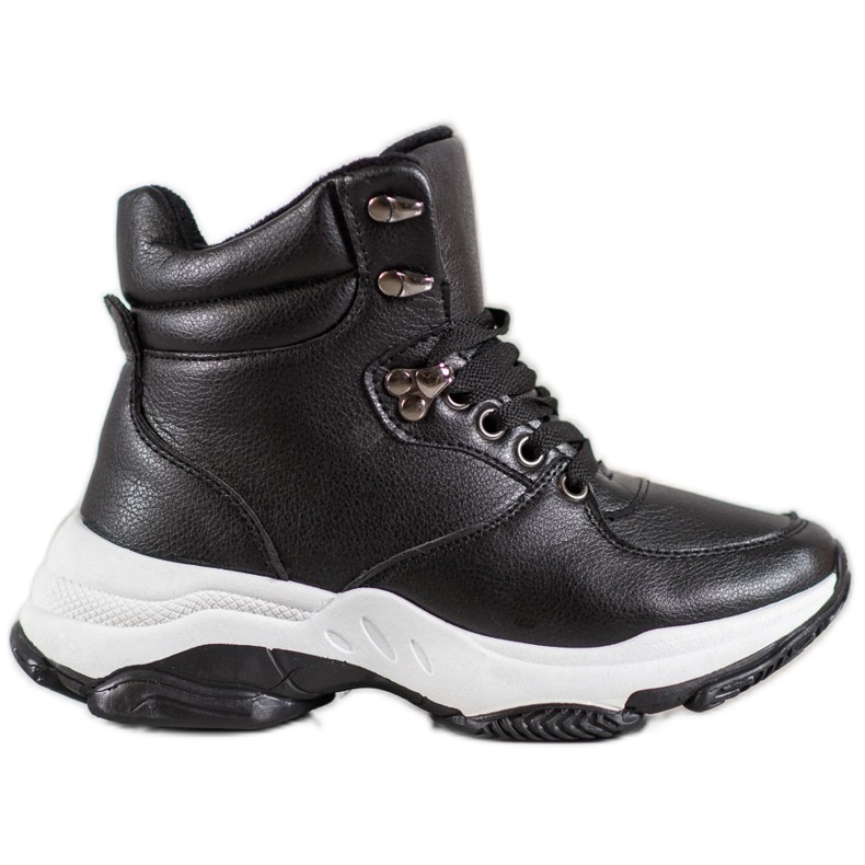 Ideal Shoes Baskets en cuir écologique le noir Ideal Shoes Baskets en cuir écologique le noir