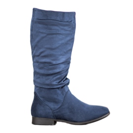 SHELOVET Bottes en daim au-dessus du genou bleu SHELOVET Bottes en daim au-dessus du genou bleu