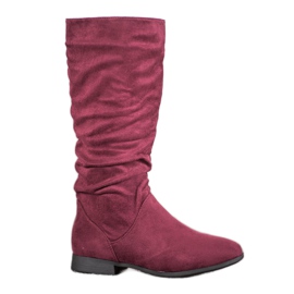 SHELOVET Bottes en daim au-dessus du genou rouge