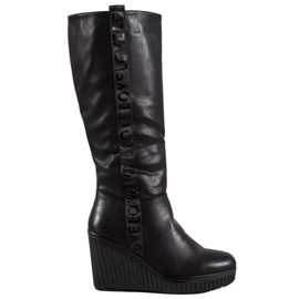 Goodin Bottes compensées Amour le noir Goodin Bottes compensées Amour le noir