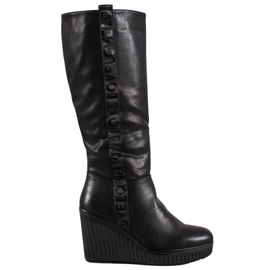 Goodin Bottes compensées Amour le noir