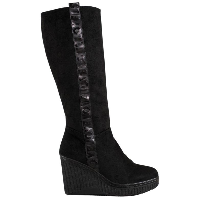 Goodin Bottes compensées Amour le noir