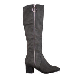 SHELOVET Bottes avec fermeture éclair décorative le noir