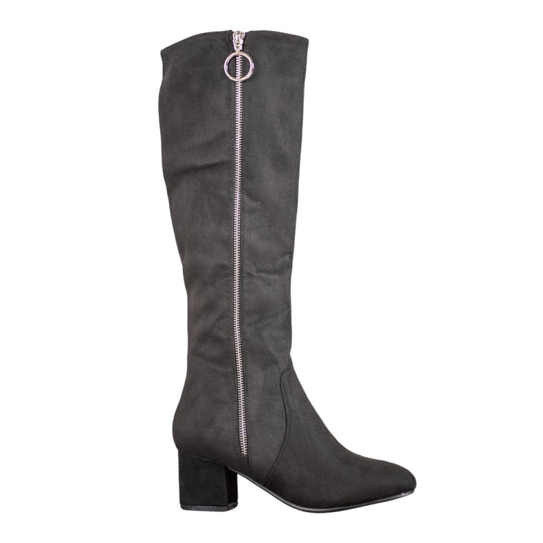 SHELOVET Bottes avec fermeture éclair décorative le noir