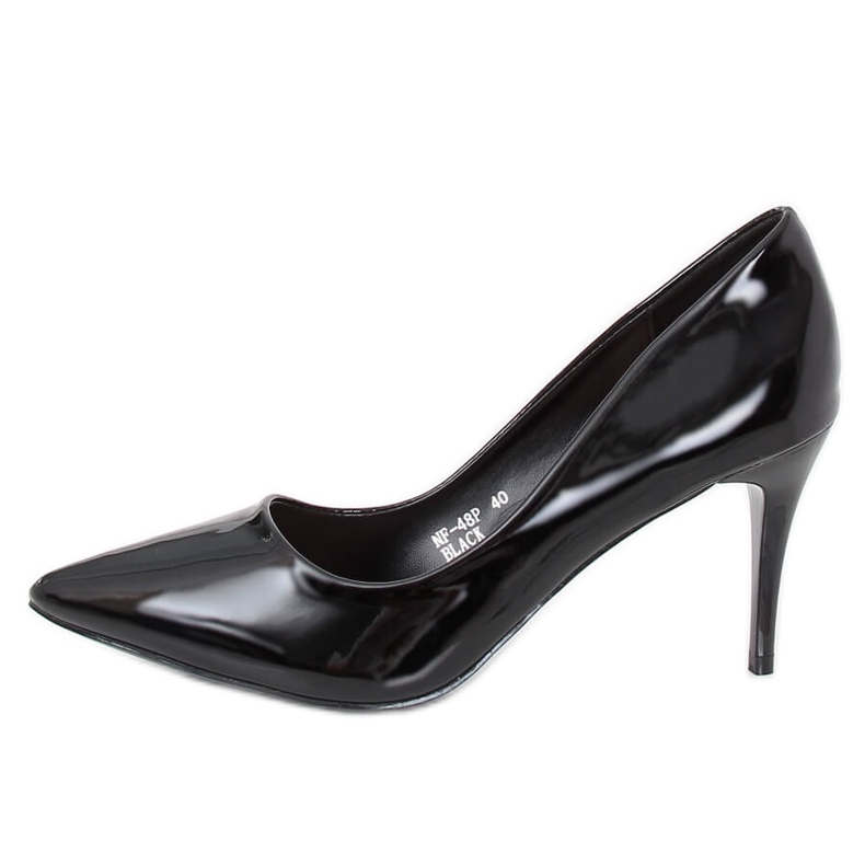 Escarpins sur un talon noir NF-48P laqué noir le noir