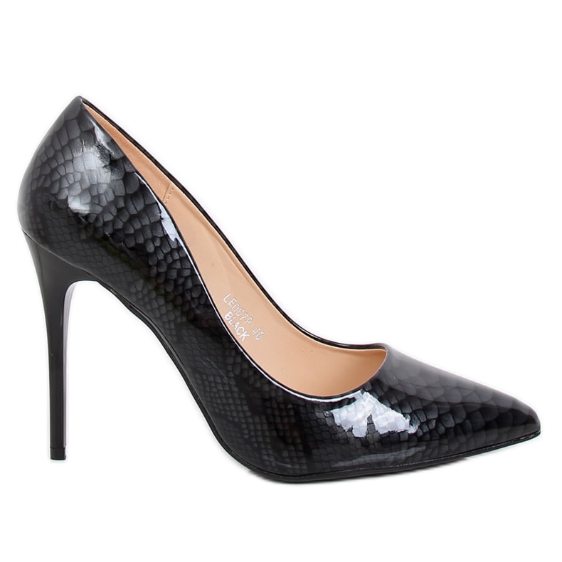 Escarpins sur un talon aiguille noir et gris LE067P Noir