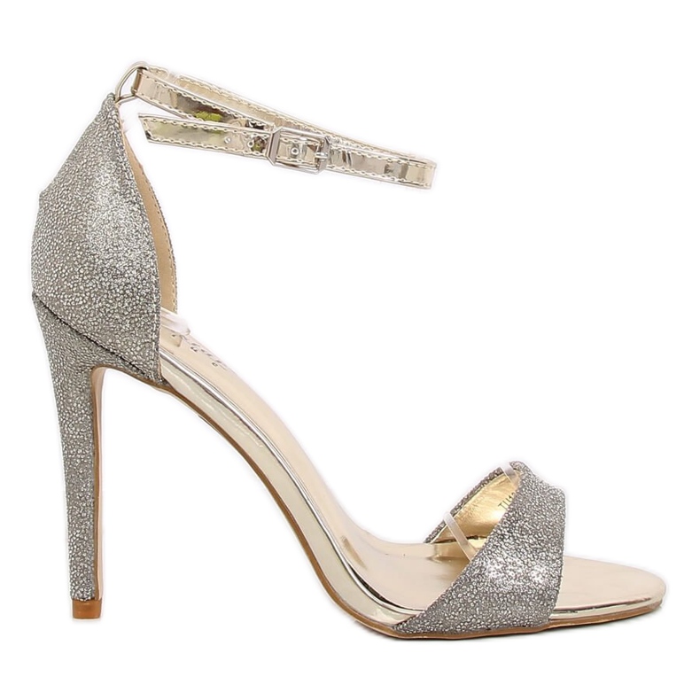 Sandales dorées sur talon haut TU130 Gold gris jaune