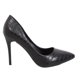 Escarpins noirs pour femmes en peau de serpent GG-81P Noir le noir