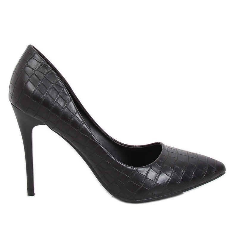 Escarpins noirs pour femmes en peau de serpent GG-81P Noir le noir