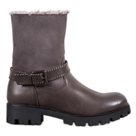 Nio Nio Bottines Grises Avec Fourrure Nio Nio Bottines Grises Avec Fourrure