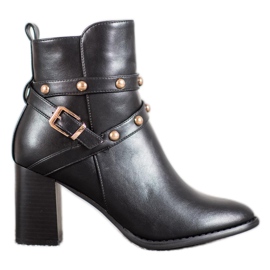SDS Bottines Sur Un Poteau Avec Des Strass le noir