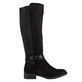 Ideal Shoes Bottes en daim le noir