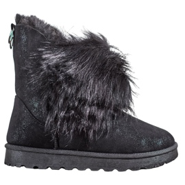 Bella Paris Bottes de neige avec fourrure noir