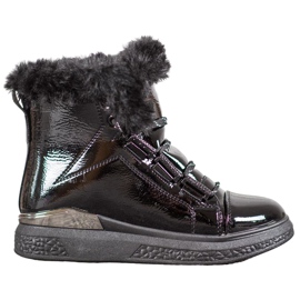 Bella Paris Bottes de neige laquées noir