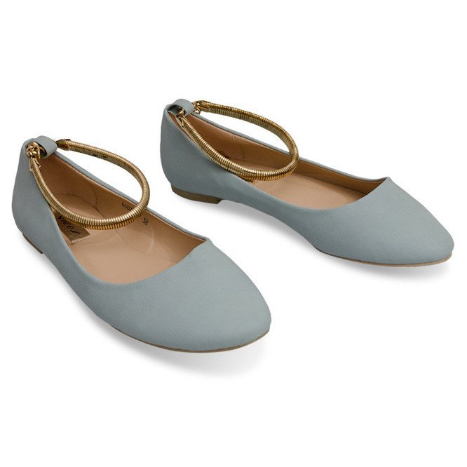 Ballerines Une belle décoration sur la cheville A607 Bleu Ballerines Une belle décoration sur la cheville A607 Bleu
