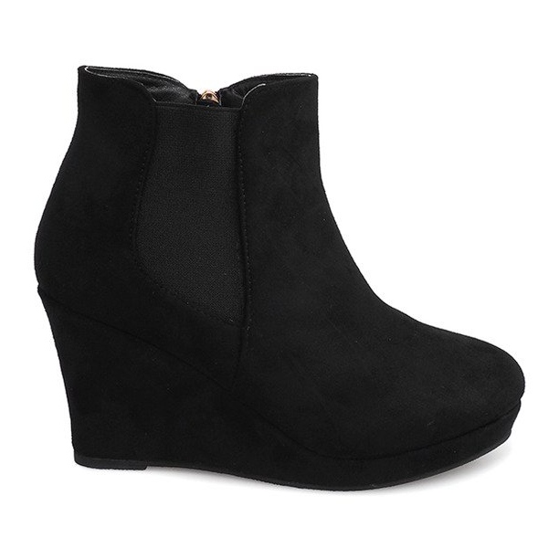 Bottines Compensées En Daim YL061 Noir le noir