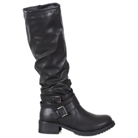 Super Mode Bottes en cuir écologique noir