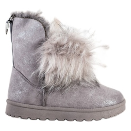 Bella Paris Bottes de neige avec fourrure gris