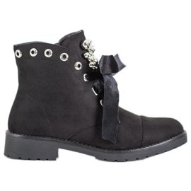 Bella Paris Bottes avec un nœud décoratif noir