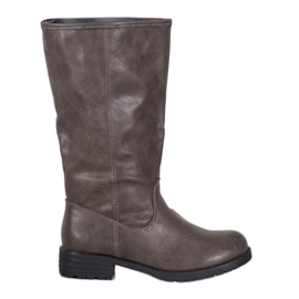 SDS Bottes confortables avec cuir écologique brun SDS Bottes confortables avec cuir écologique brun