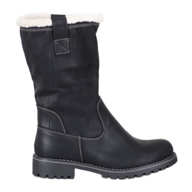 SDS Bottes chaudes en cuir écologique le noir SDS Bottes chaudes en cuir écologique le noir