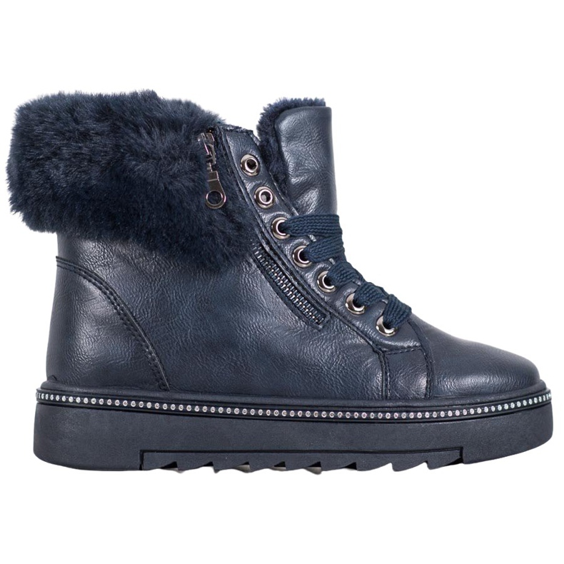 SHELOVET Bottines Bleues Avec Fourrure